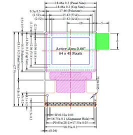 64 x 48 dimensione/colore del modulo dell'esposizione di risoluzione OLED dei pixel vari accettabile