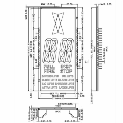 Esposizione LCD monocromatica di Stn di segmento a 5 pollici dell'elevatore 7 con il connettore con la lampadina