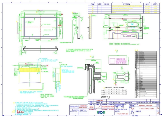 7 pollici TFT LCD Modulo 800*480 RGB Boe AV070wvm-Nc1 LCD Display Panel