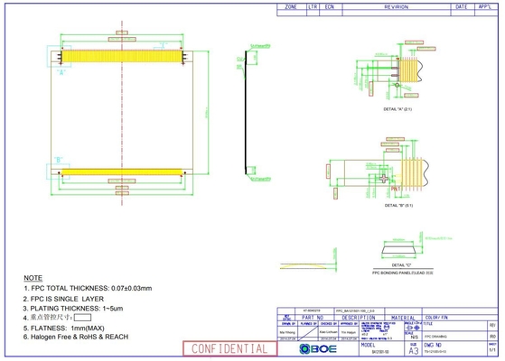 12.1 pollice TFT LCD Panel Boe 800 * 600 RGB 800: 1 BA121S01-100 Disegno per condizioni meteorologiche estreme