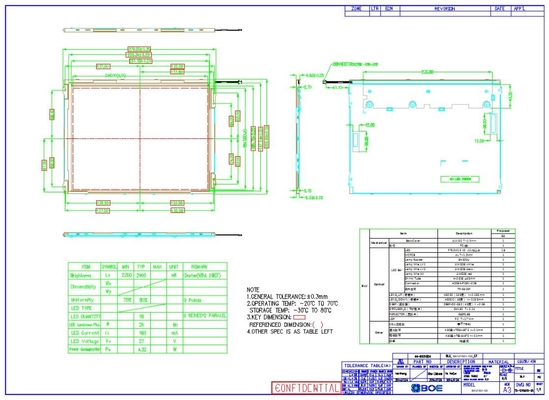 12.1 pollice TFT LCD Panel Boe 800 * 600 RGB 800: 1 BA121S01-100 Disegno per condizioni meteorologiche estreme