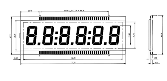 DE156-TU TN LCD Modulo -40 a +90 gradi sostituzione grande dimensione monocromo trasflettivo