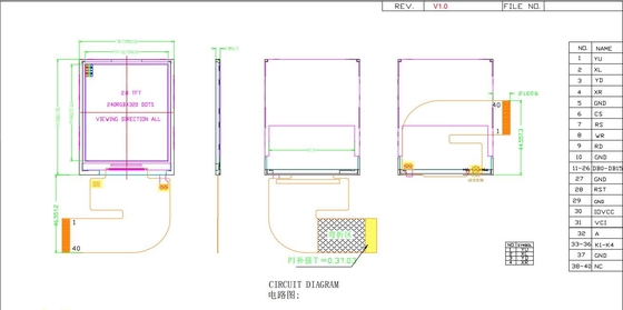 2.8'' IPS TFT LCD Module 240*320 RGB free view con display ST7789V
