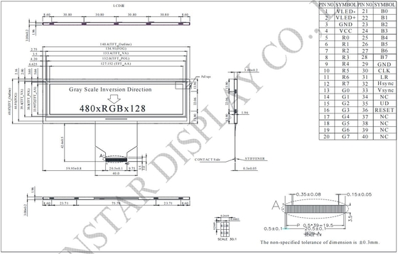 5.2' 480*RGB*128 TFT LCD Modulo Winstar WF52ATLASDNN0 sostituire le 6