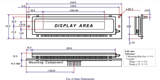Display VFD 2*40 40S203DA4 Rev1.0 matrice a punti 5*7 blu-verde personalizzabile