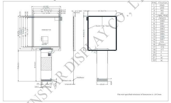 3.5' 240*320 Modulo LCD TFT Largo Largo Vista Mono Trasmettitore ST7511 IC