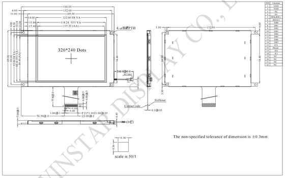 5.7' 320*240 TFT LCD Modulo 12h Trasmettitore positivo ST7511U IC 3.3V
