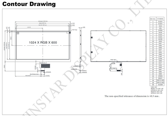 10.1'' 1024*RGB*600 TFT LCD Modulo 16:9 ampia vista MIPI interfaccia sostituzione Winstar