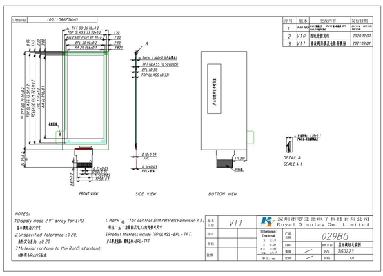 2.9'' EPD Display E-Paper Module 128*296 Ultra Wide View Bi-Stable Interfaccia SPI personalizzabile
