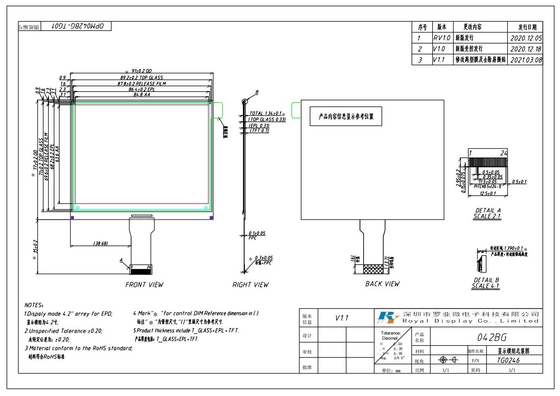 4.2'' Am EPD LCD Modulo 400*300 TFT Array Interfaccia I2c per ESL