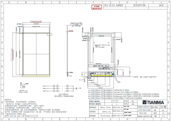 Modulo LCD TFT da 8' 1920*1200 RGB TM080VDSP03 Tianma