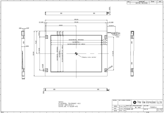 Display LCD TFT a 8' PD080SL1 PVI 800*600 RGB CCFL Industrial Touch Wide Temperature