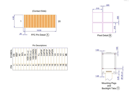 1.0'' Grafica LCD Modulo FSTN 42*65 Negativo 12h St7565r Cfao4265A 100% Replica Ampia Temperatura Personalizzare