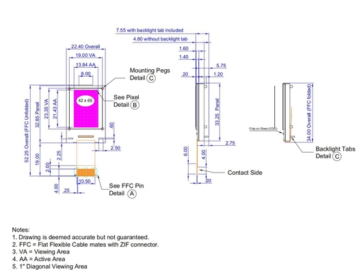 1.0'' Grafica LCD Modulo FSTN 42*65 Negativo 12h St7565r Cfao4265A 100% Replica Ampia Temperatura Personalizzare