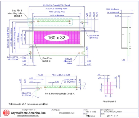 Modulo LCD grafico 160*32 giallo-verde CFAG16032C-YYH-TT con temperatura ampia ST7920