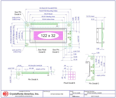 122*32 Modulo LCD grafico CFAG12232A-TMI-TA STN Blu Trasmettitore 6H Display a temperatura ampia