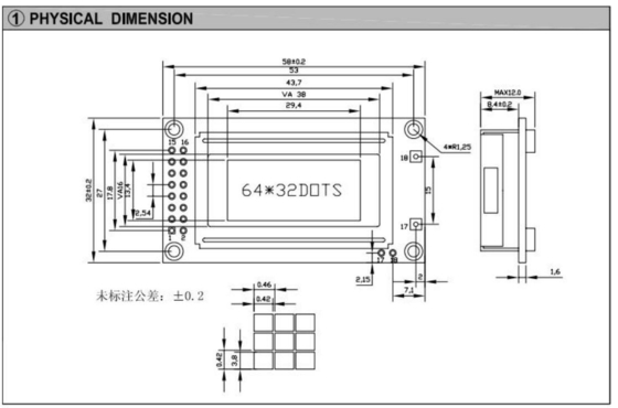 64*32 Modulo LCD grafico ST7920 con retroilluminazione Display industriale personalizzabile Grande temperatura