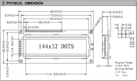 144*32 Modulo LCD grafico con display industriale a retroilluminazione a LED ST7920/ST7921