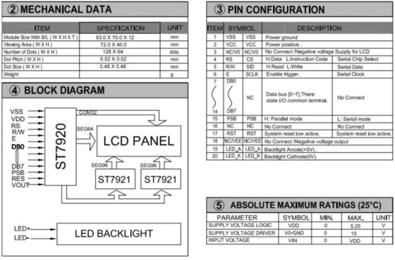 20PIN connettore 128*64 modulo LCD grafico STN monocromo colore opzionale con retroilluminazione