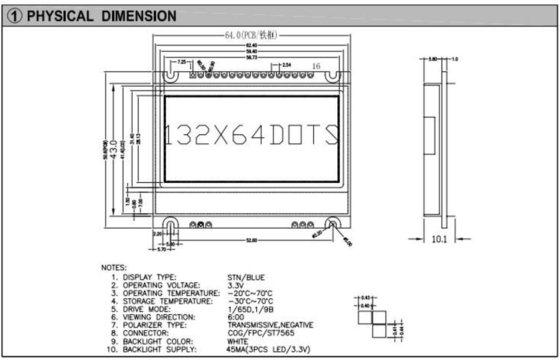 160*32 Modulo LCD grafico STN positivo 6H temperatura di funzionamento ampia con retroilluminazione display industriale