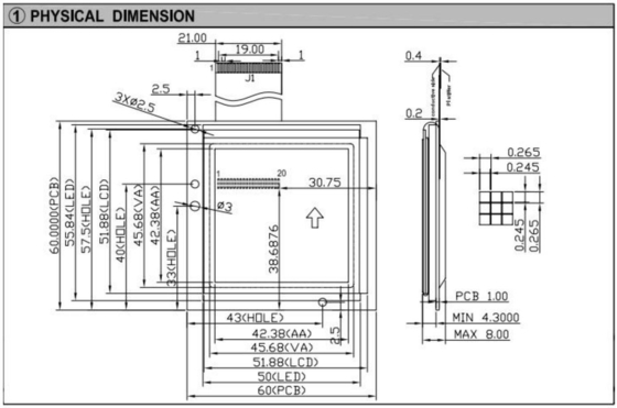 160*160 Quadratura grafica FSTN RA8822 Con PCB retro luce Industrial Display LCD Modulo 6H 12H