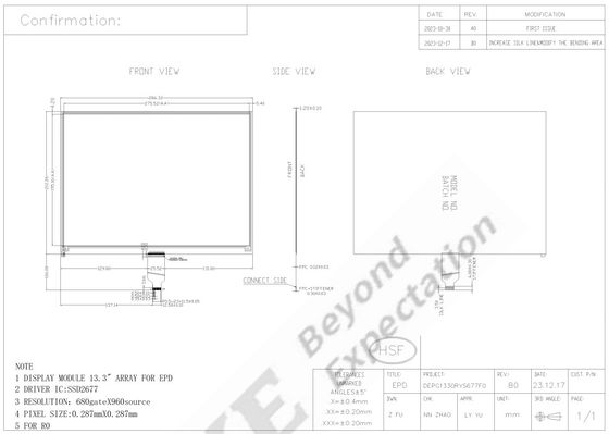 13.3' 4 colore 960*680 Display su carta elettronica 1500 nit modulo