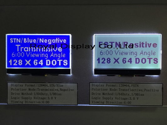 Esposizione LCD monocromatica della lampadina di risoluzione 45mA di STN/Blue/Negative 128X64 per il telefono della linea terrestre