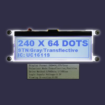 Monocromio di serie del dente di dimensione 240X64 STN FFC UC1611s del regolatore del modulo LCD parallelo su ordinazione di Graphic
