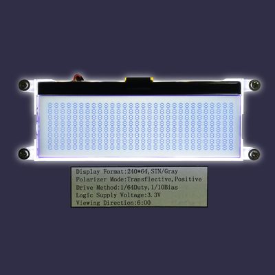 Il LCD parallelo LCD 240*64 del grafico all'ingrosso della fabbrica ST7565R YG Stn Gray Positive visualizza la PANNOCCHIA riflettente FPC del polarizzatore