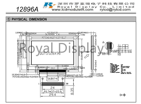 monitor LCD del DENTE monocromatico LCD dell'esposizione del grafico di 128*96dots FSTN