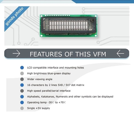 Iso del modulo M162SD07fa 16t202da2 Cu16025 di LCD del carattere di Samsung 16X2 VFD