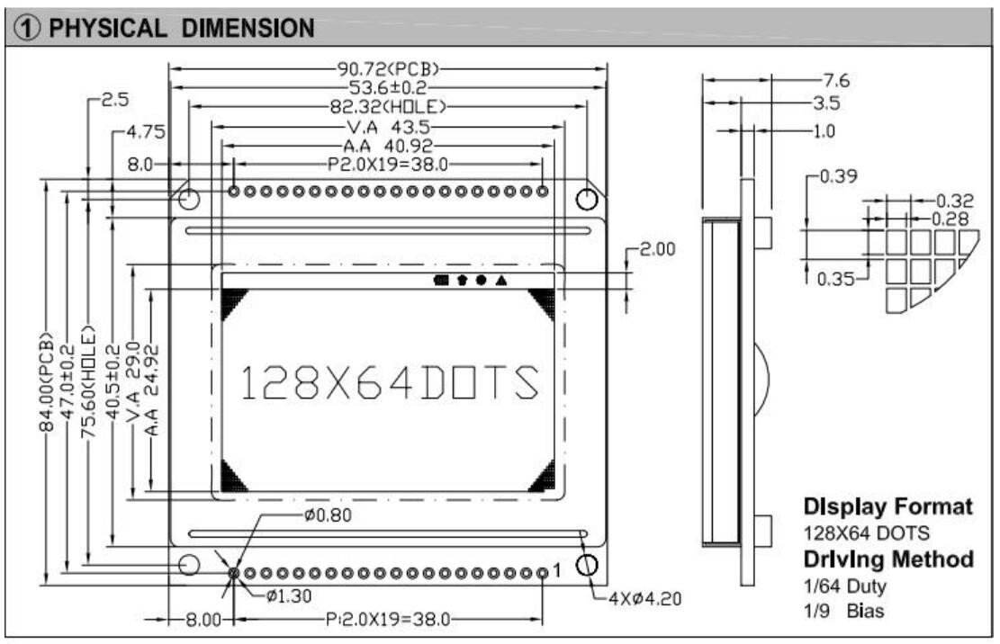 Modulo LCD grafico 128*64 FSTN 6H AT0108 AT0107 con display industriale a retroilluminazione a LED