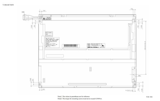 12.1'' TFT LCD Modulo 1024*768 RGB NEC 600:1 LVDS Interfaccia Industrial Display