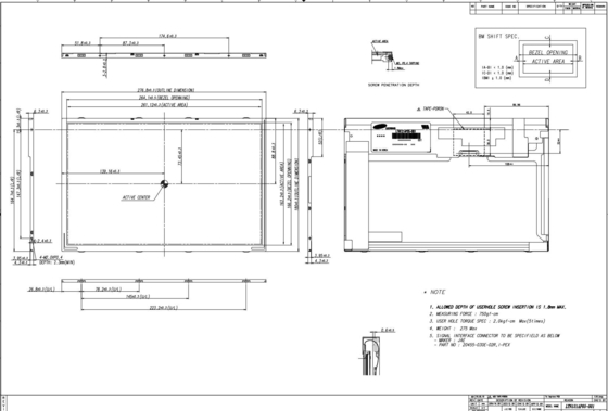 12.1'' Industrial TFT LCD 1280*800 RGB Samsung Monitor Display LTN121AP05-302 Alto contrasto