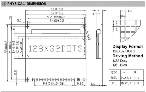 Modulo LCD grafico 128*32 con retroilluminazione ST7921 Display industriale a colori monocromati 3.3V