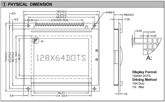 Modulo LCD grafico 128*64 STN T6963C con retroilluminazione Display industriale monocromo personalizzabile