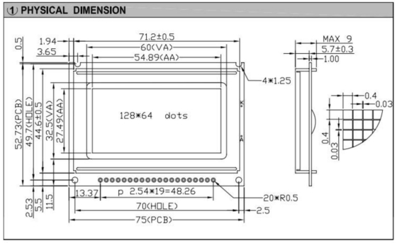 Modulo LCD grafico 128*64 STN monocromo colore opzionale ST7920/ST7921 con display industriale retroilluminato
