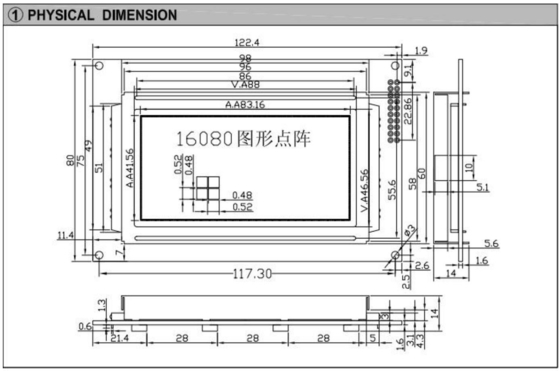 Modulo LCD grafico 160*80 FSTN LC7981 5.25v con retroilluminazione e display industriale ad alta temperatura