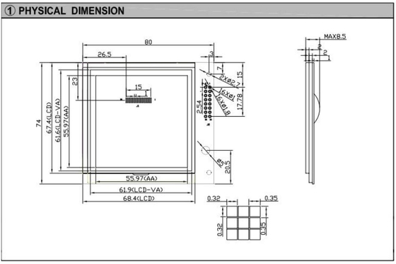 160*160 Modulo LCD FSTN grafico quadrato RA8822 con retroilluminazione e display industriale ad alta temperatura