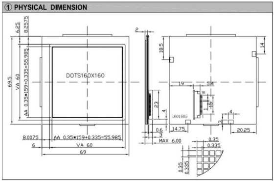 160*160 Modulo LCD grafico FSTN 6H 12H NT7701 Con retroilluminazione con connettore PIN ad alta temperatura Display industriale personalizzato