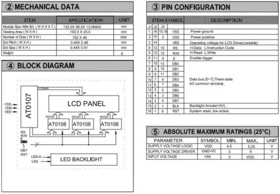 Modulo LCD grafico 192*48 con retroilluminazione AT0107 6H 12H Display industriale a larga temperatura