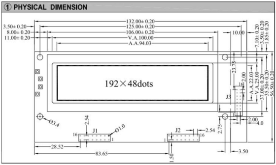 Modulo LCD grafico 192*48 con retroilluminazione AT0107 6H 12H Display industriale a larga temperatura