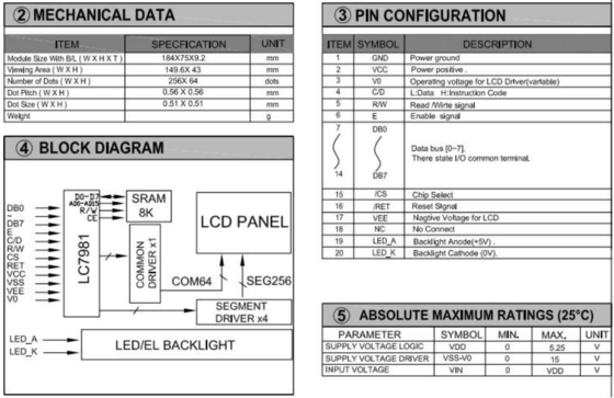 256*64 Modulo LCD grafico STN Giallo Verde 6H Display industriale positivo