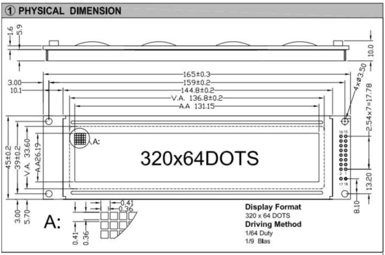 320*64 Stn Modulo LCD grafico grande dimensione LC7981 Display industriale con retroilluminazione