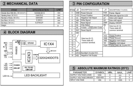 320*240 FSTN Modulo LCD grafico RA8835 6H Display industriale a larga temperatura