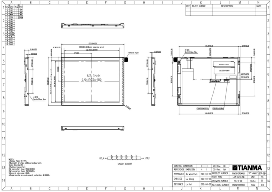 6.5'' VGA 640*RGB*480 interfaccia LVDS modulo LCD ad alta contrasto a temperatura ampia