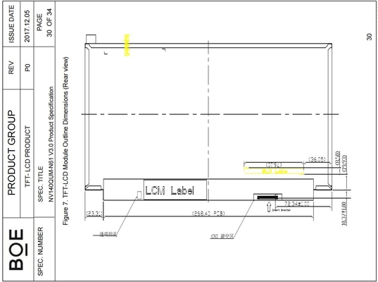 Modulo LCD eDP sottile e leggero TFT 3840*RGB*2160 BOE da 14''