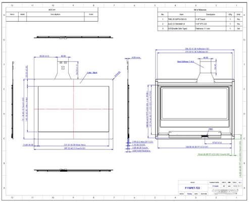 11.6' 16:9 TFT CTP 1920*1080 per notebook e macchine industriali Modulo LCD