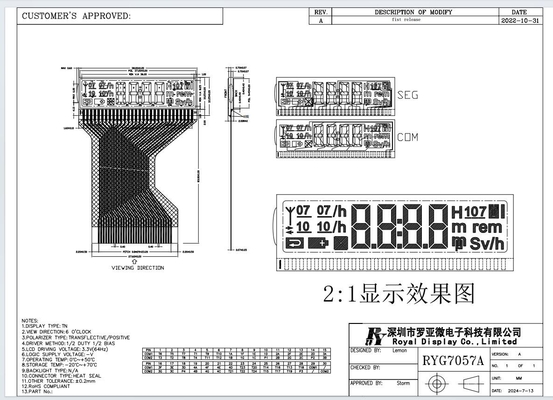 Segmento di piccole dimensioni TN FFC Modulo LCD Display positivo transflettivo monocromo