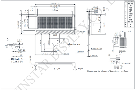 20*4 FSTN Modulo LCD monocromo I2C a larga temperatura sostituzione Winstar